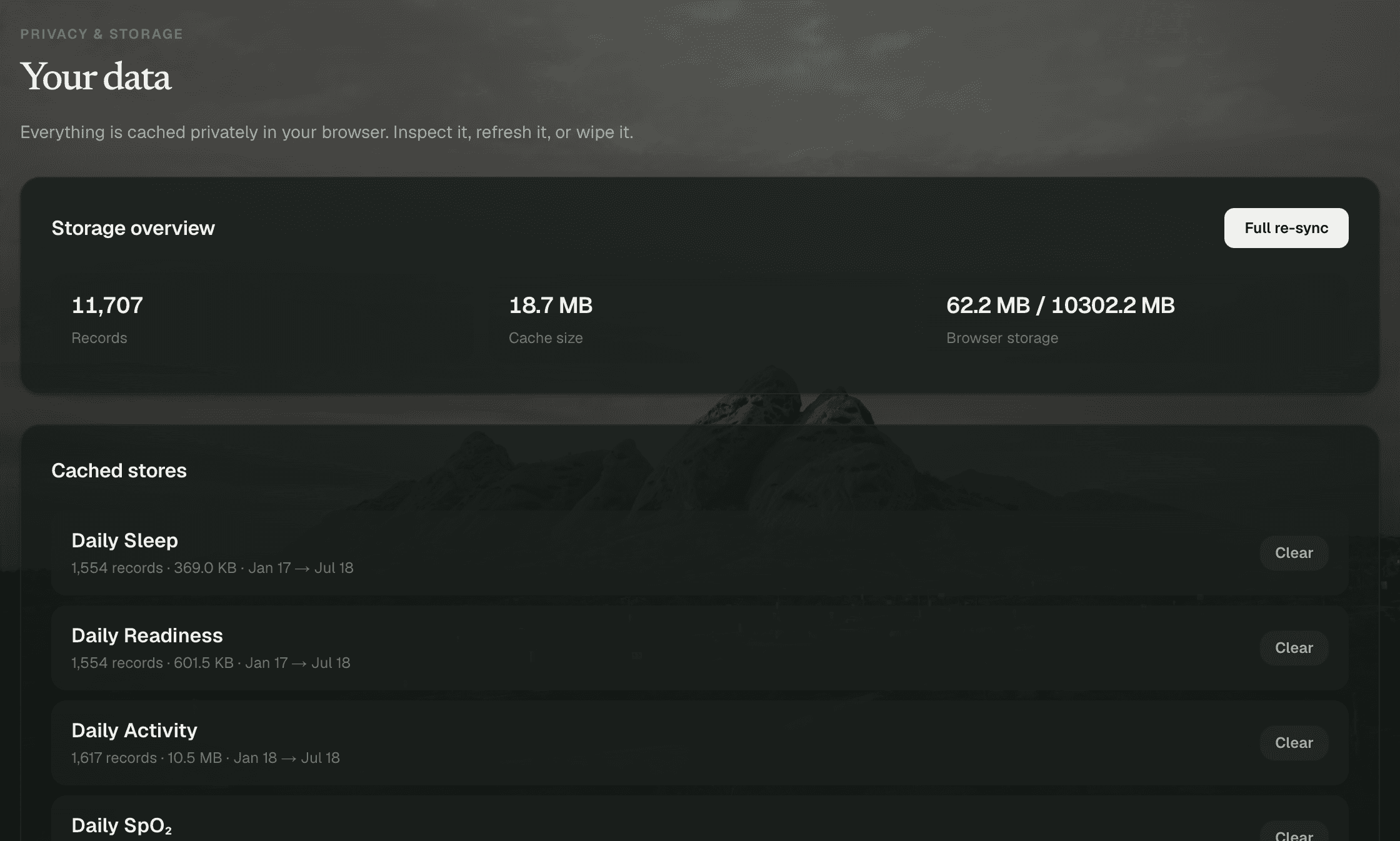 Rinpulse Data Screen