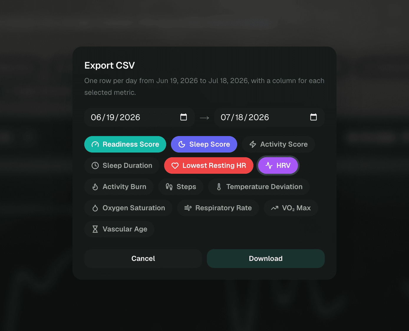 Rinpulse CSV Export